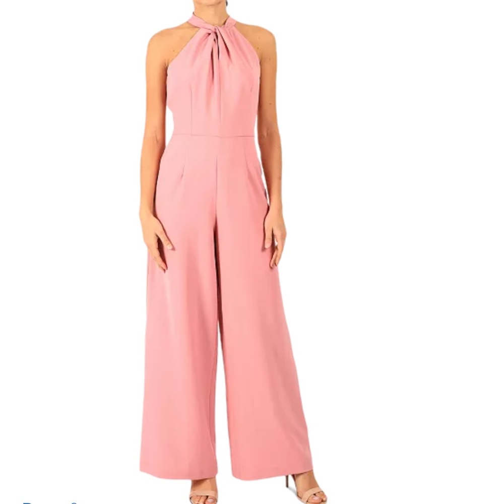 Julia Jordan Twist-Front Halter Rose Jumpsuit 6